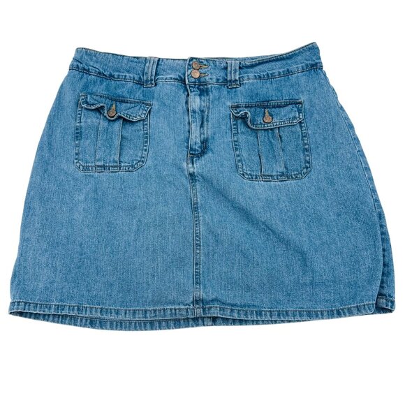 Vintage Bill Blass Denim Skort 90s Womens Size 12 Light Wash Cotton With Pockets - Picture 1 of 8